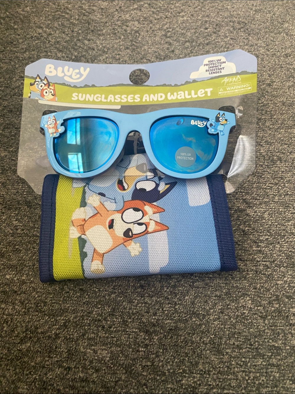 Bluey Kids Blue Mirrored Sunglasses with Matching Wallet